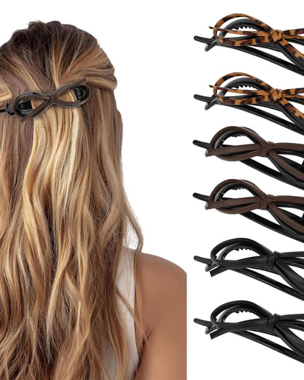 Bow Hair Clips for Women 6Pack Flat Hair Clips Non Slip Flat Barrettes for Thick Hair Fashion Bows Accessories for Women Girls