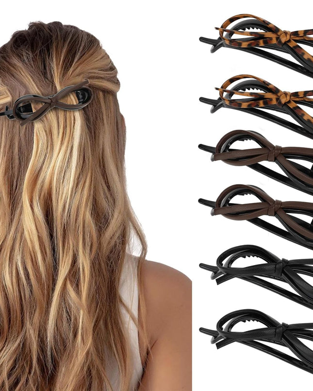 Bow Hair Clips for Women 6Pack Flat Hair Clips Non Slip Flat Barrettes for Thick Hair Fashion Bows Accessories for Women Girls