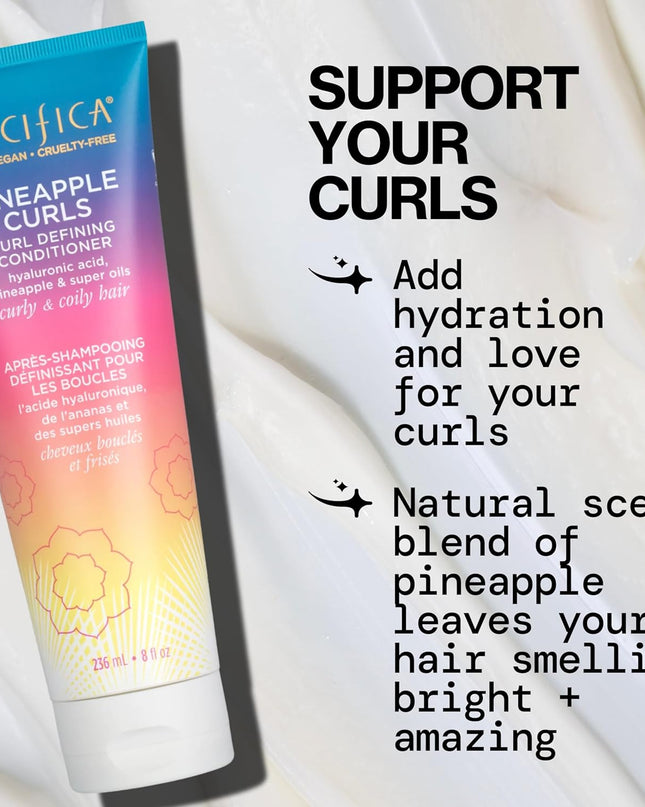 Beauty Pineapple Curls 3-Step Hair Care Kit: Curl Defining Shampoo + Conditioner + Pineapple Swirl Curl Cream – Enhances Curls, Reduces Frizz, Vegan & Silicone-Free