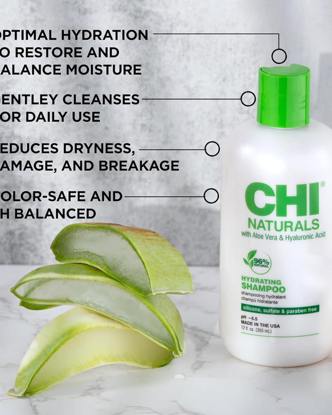 Naturals with Aloe Vera Hydrating Shampoo, Helps Reduces Dryness, Damage & Breakage & Increase Shine, Sulfate, Paraben, & Cruelty-Free, 12 Oz
