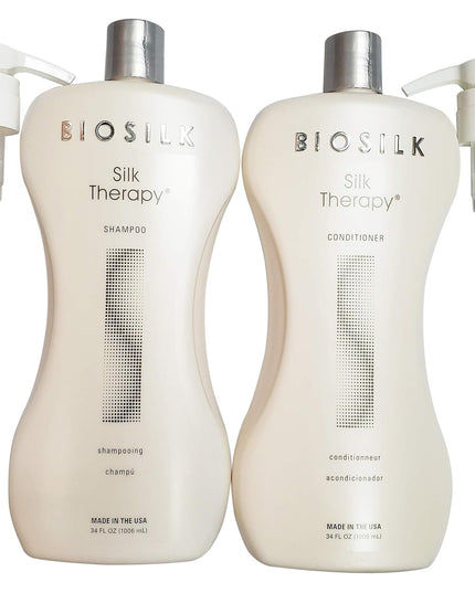 Silk Therapy Shampoo and Conditioner 34Oz with Two Pumps Bundle