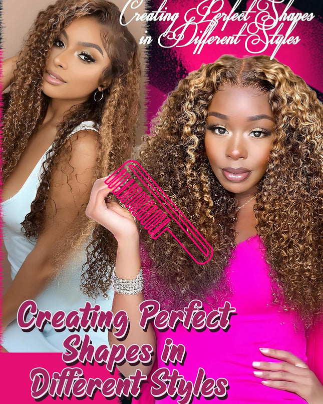 Human Hair Bundles 4 Bundles Hair Extensions 14 16 18 20 Inch Water Wave 100% Unprocessed Curly Brazilian Virgin Hair Wet and Wavy Human Hair Brown Highlight P4/27
