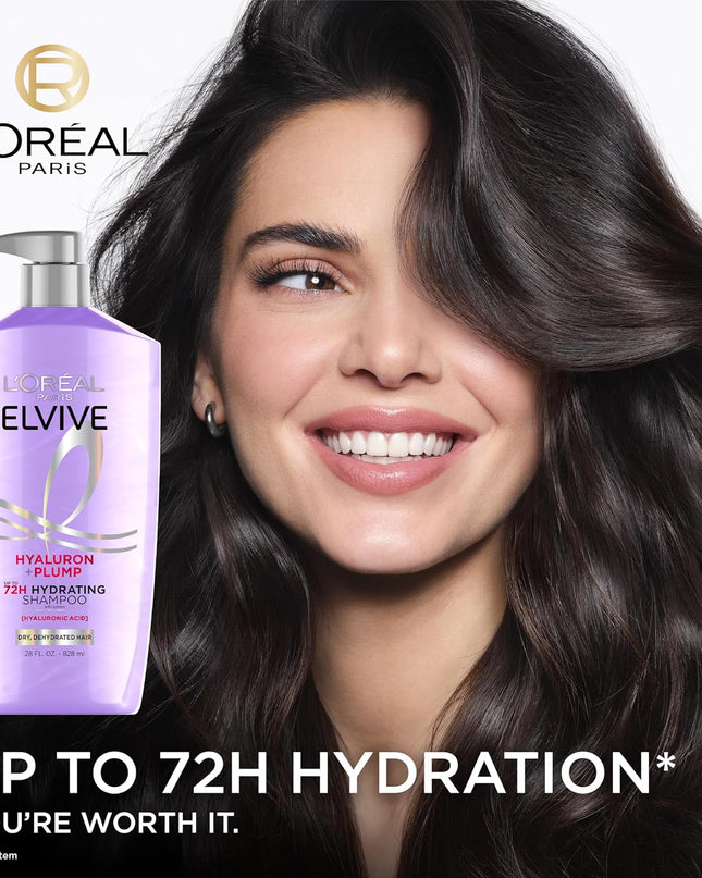 Elvive Hyaluron Plump Shampoo and Conditioner Set for Dehydrated, Dry Hair with Hyaluronic Acid Care Complex, 1 Kit (2 Products)