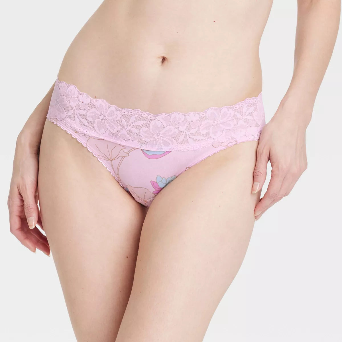 Women'S Cotton Blend Bikini Underwear with Lace - Auden