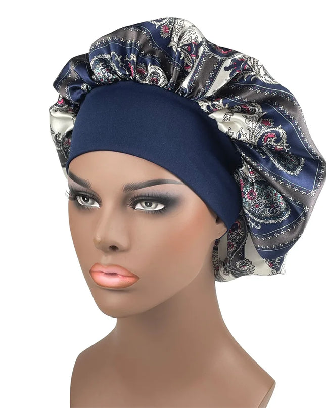 Large Size Satin Bonnet Paisley Print Bonnets for Women Beanies Women Hat Sleep Night Cap Designer Bonnets Long Braid Hat