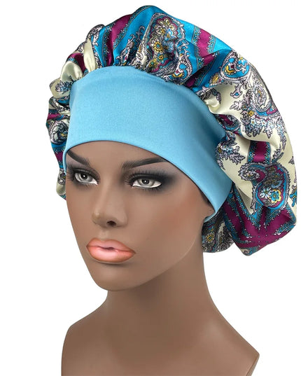 Large Size Satin Bonnet Paisley Print Bonnets for Women Beanies Women Hat Sleep Night Cap Designer Bonnets Long Braid Hat