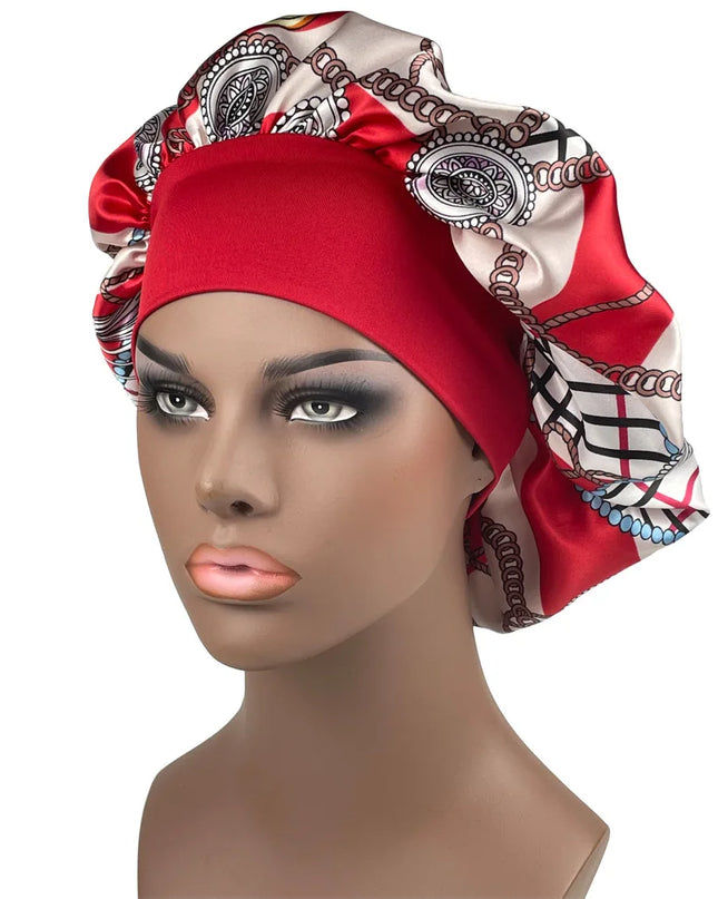 Large Size Satin Bonnet Paisley Print Bonnets for Women Beanies Women Hat Sleep Night Cap Designer Bonnets Long Braid Hat