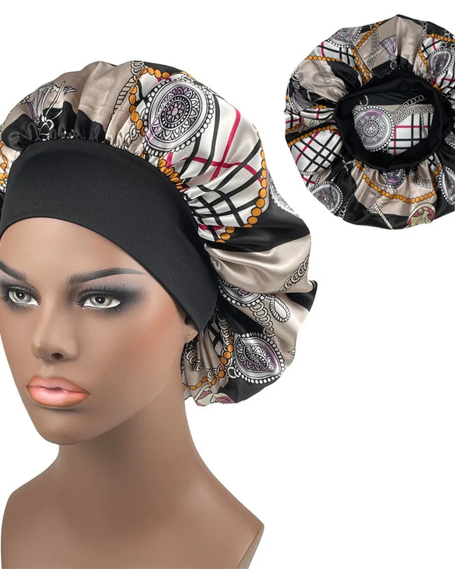 Large Size Satin Bonnet Paisley Print Bonnets for Women Beanies Women Hat Sleep Night Cap Designer Bonnets Long Braid Hat