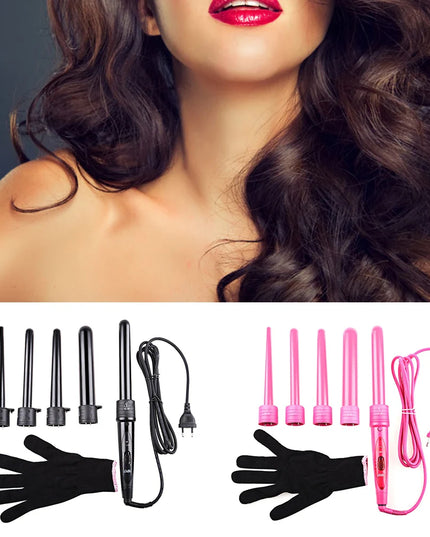 5 in 1 Hair Curling Iron Multifunctional Barrel Rotating Professional Salon Hair Curler