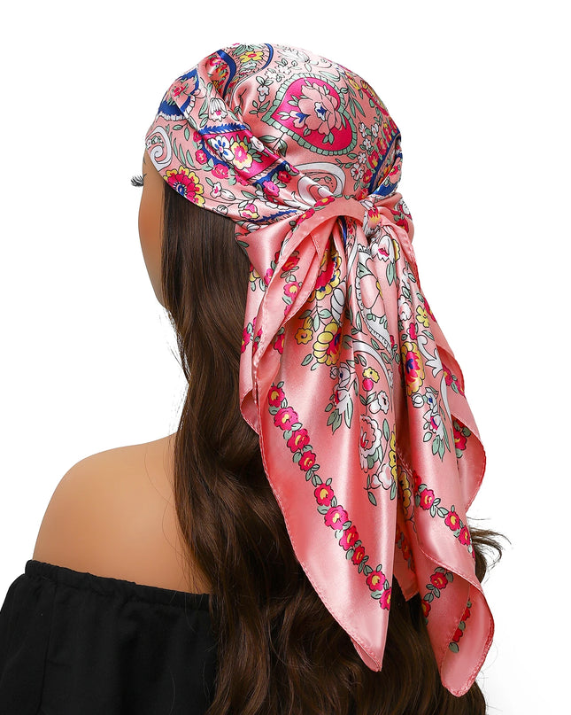 Head Scarf Women Luxury Brand Square 90*90Cm Silk Foulard Satin Bandana Cheveux Soft Neckerchief Hijab Hair Scarves for Ladies