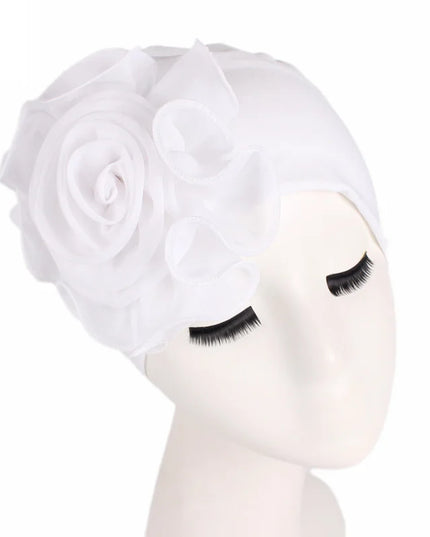 Newly Big Lace Flower African Bandana Head Wrap Women Elastic Hair Loss Cap Turban Wedding Party Headwear Hair Accessories