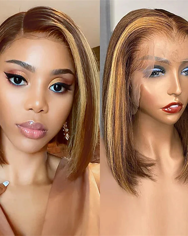 Highlight Wig Human Hair Bob Wig Short Straight Body Curly Bob Wig Lace Front Human Hair Wigs Piano Cheap Wig on Clearance Seal