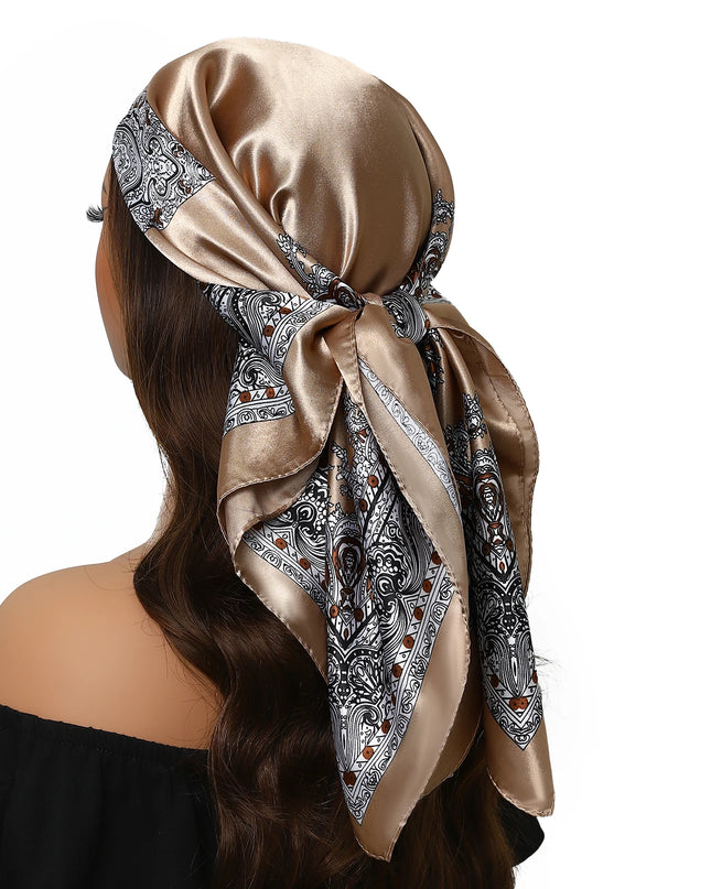 Head Scarf Women Luxury Brand Square 90*90Cm Silk Foulard Satin Bandana Cheveux Soft Neckerchief Hijab Hair Scarves for Ladies