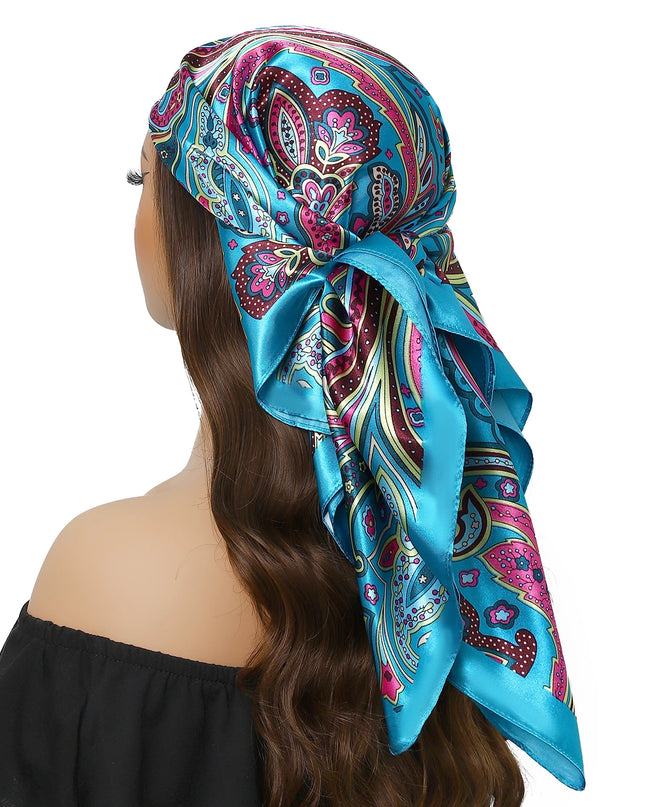 Head Scarf Women Luxury Brand Square 90*90Cm Silk Foulard Satin Bandana Cheveux Soft Neckerchief Hijab Hair Scarves for Ladies