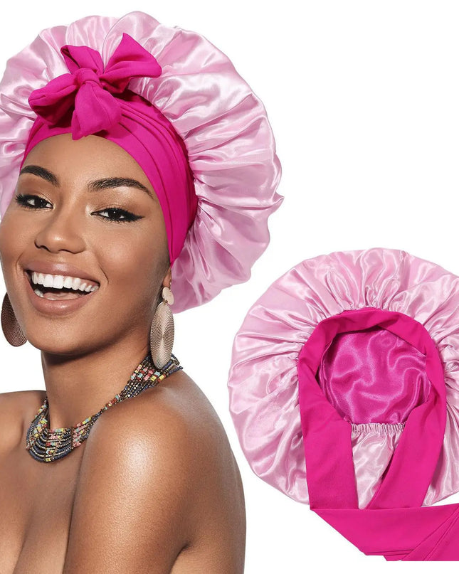 Double Layer Satin Hair Cap for Sleeping Bonnets for Women round Haircare Women Headwear Night Hat Reversible Head Cover