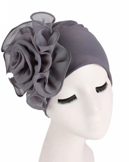 Newly Big Lace Flower African Bandana Head Wrap Women Elastic Hair Loss Cap Turban Wedding Party Headwear Hair Accessories