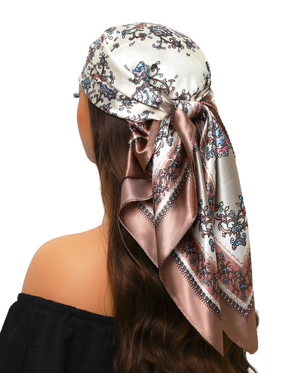 Head Scarf Women Luxury Brand Square 90*90Cm Silk Foulard Satin Bandana Cheveux Soft Neckerchief Hijab Hair Scarves for Ladies