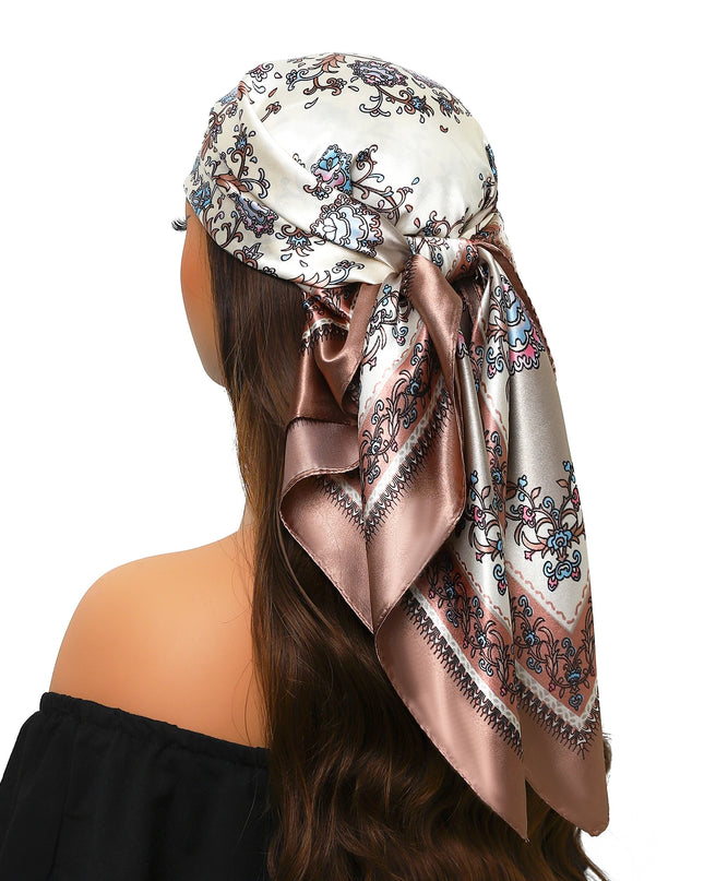 Head Scarf Women Luxury Brand Square 90*90Cm Silk Foulard Satin Bandana Cheveux Soft Neckerchief Hijab Hair Scarves for Ladies