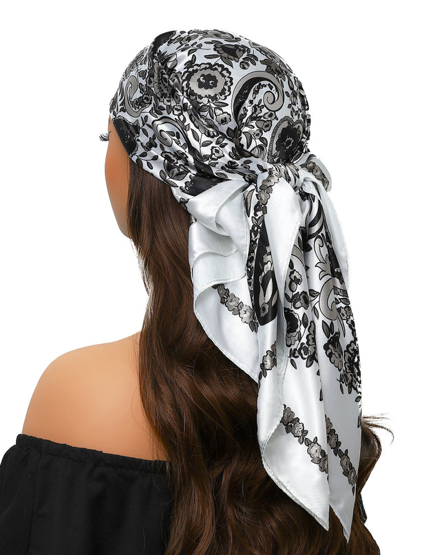 Head Scarf Women Luxury Brand Square 90*90Cm Silk Foulard Satin Bandana Cheveux Soft Neckerchief Hijab Hair Scarves for Ladies