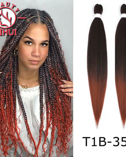 30" Ombre Brown Pre Stretched Braiding Hair YAKI Straight Jumbo Braids Hair Extensions Synthetic Bulk Hair Wholesale Fake Hair