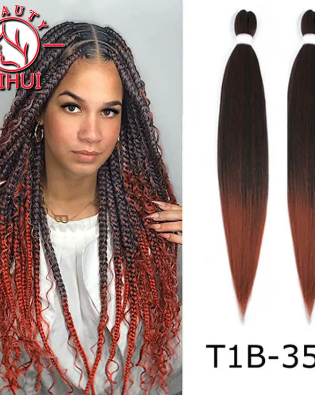 30" Ombre Brown Pre Stretched Braiding Hair YAKI Straight Jumbo Braids Hair Extensions Synthetic Bulk Hair Wholesale Fake Hair