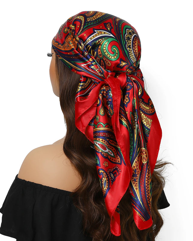 Head Scarf Women Luxury Brand Square 90*90Cm Silk Foulard Satin Bandana Cheveux Soft Neckerchief Hijab Hair Scarves for Ladies