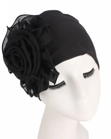 Newly Big Lace Flower African Bandana Head Wrap Women Elastic Hair Loss Cap Turban Wedding Party Headwear Hair Accessories