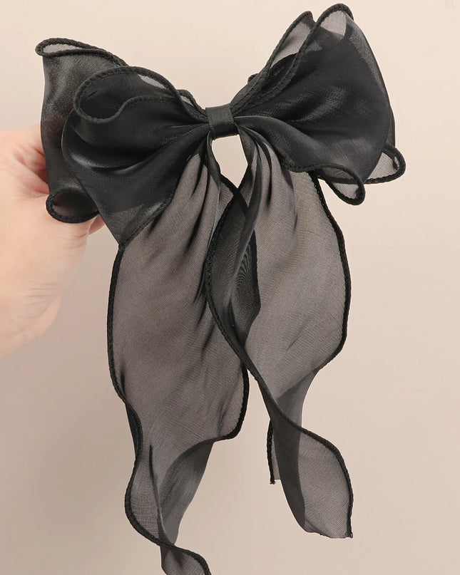 White Organza Bow Fluttering Ribbon Hair Clips Women French Fresh Premium Feeling Headdress Large Hair Cards Girl Hair Accessori