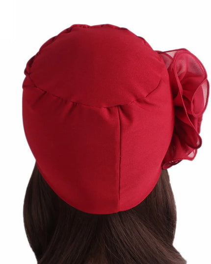 Newly Big Lace Flower African Bandana Head Wrap Women Elastic Hair Loss Cap Turban Wedding Party Headwear Hair Accessories