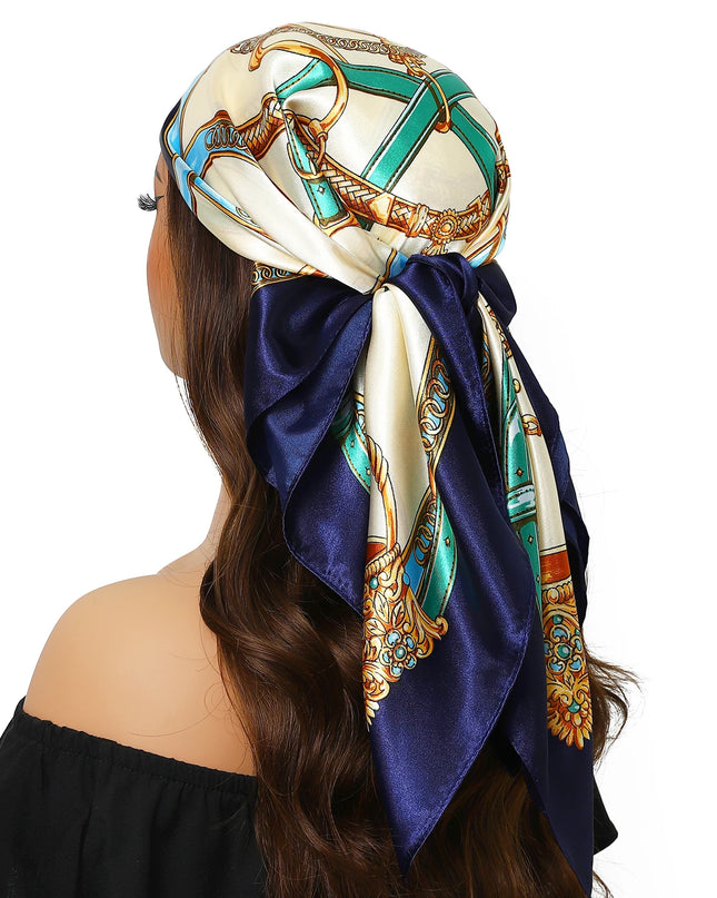 Head Scarf Women Luxury Brand Square 90*90Cm Silk Foulard Satin Bandana Cheveux Soft Neckerchief Hijab Hair Scarves for Ladies