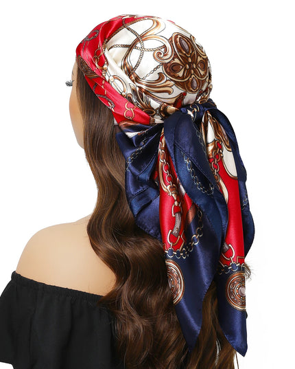 Head Scarf Women Luxury Brand Square 90*90Cm Silk Foulard Satin Bandana Cheveux Soft Neckerchief Hijab Hair Scarves for Ladies