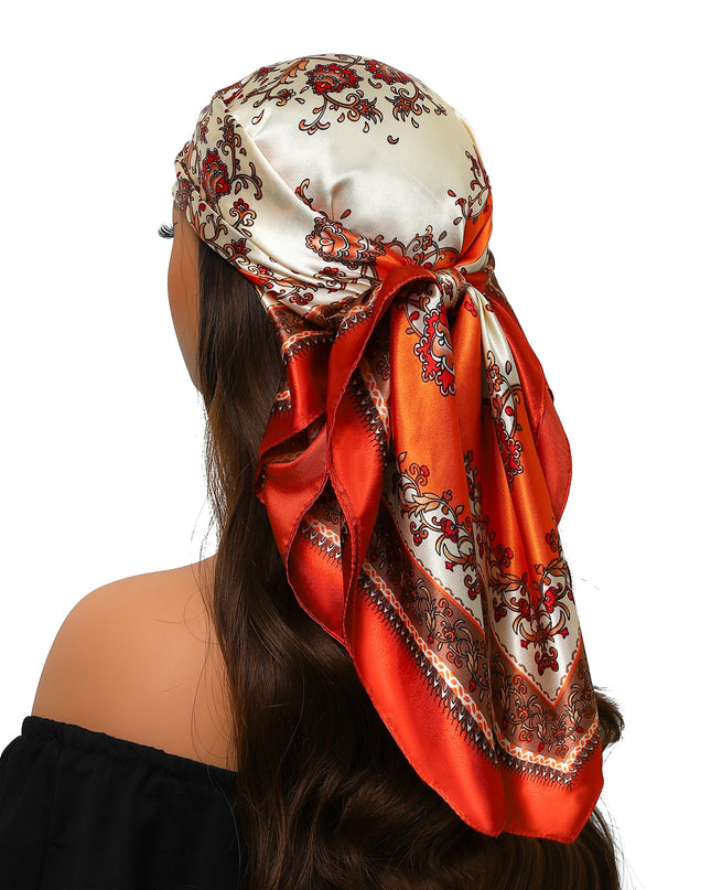Head Scarf Women Luxury Brand Square 90*90Cm Silk Foulard Satin Bandana Cheveux Soft Neckerchief Hijab Hair Scarves for Ladies