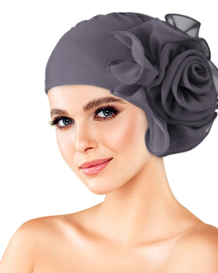 Newly Big Lace Flower African Bandana Head Wrap Women Elastic Hair Loss Cap Turban Wedding Party Headwear Hair Accessories