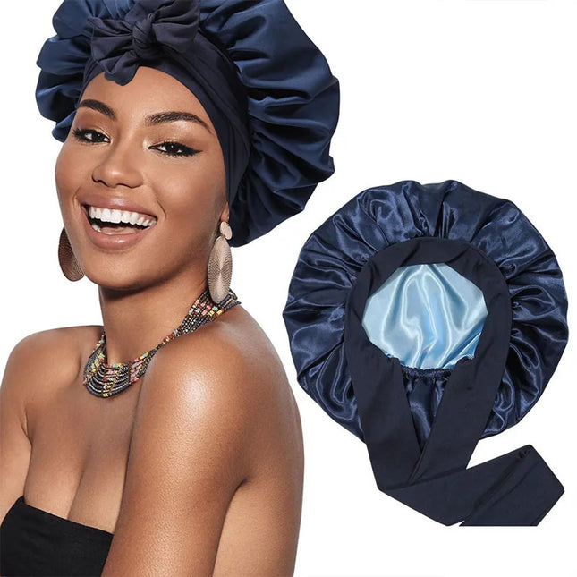 Double Layer Satin Hair Cap for Sleeping Bonnets for Women round Haircare Women Headwear Night Hat Reversible Head Cover