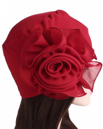 Newly Big Lace Flower African Bandana Head Wrap Women Elastic Hair Loss Cap Turban Wedding Party Headwear Hair Accessories