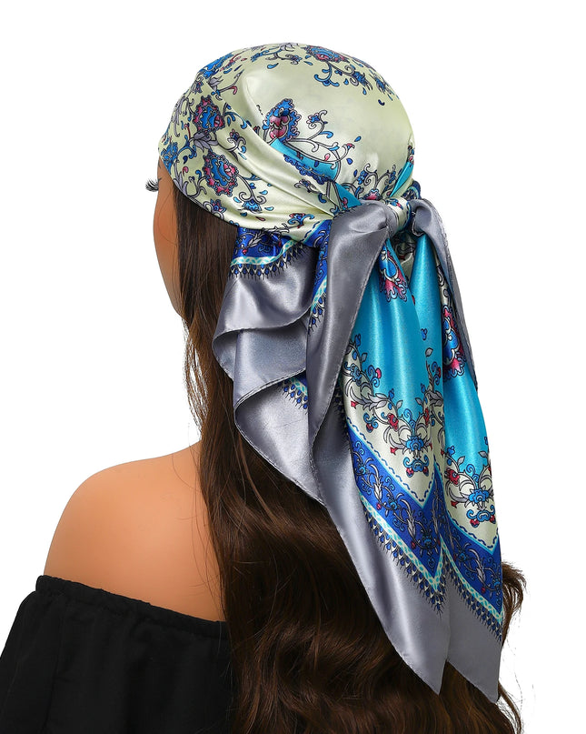 Head Scarf Women Luxury Brand Square 90*90Cm Silk Foulard Satin Bandana Cheveux Soft Neckerchief Hijab Hair Scarves for Ladies