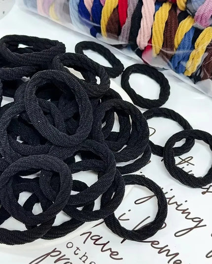 50Pcs/Set Colorful Thread Pattern Hair Bands for Women Girls Pongtail Holder Hair Tie Scrunchie Rubber Hairband Hair Accessories