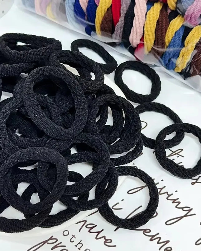 50Pcs/Set Colorful Thread Pattern Hair Bands for Women Girls Pongtail Holder Hair Tie Scrunchie Rubber Hairband Hair Accessories