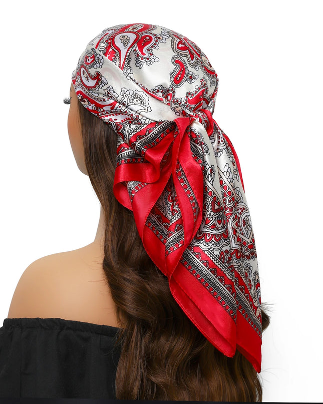 Head Scarf Women Luxury Brand Square 90*90Cm Silk Foulard Satin Bandana Cheveux Soft Neckerchief Hijab Hair Scarves for Ladies