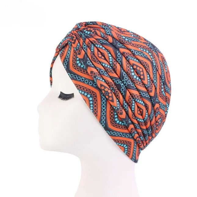 Women Printed Knot Turban Indian Muslim Headwraps Chemo Cap Hijab Beanie Bonnet Head Wrap Bandanas Hair Loss Headscarf