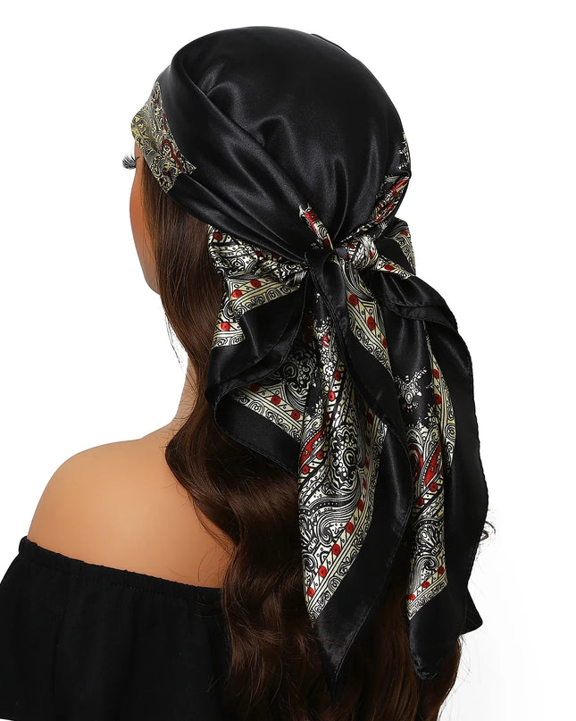 Head Scarf Women Luxury Brand Square 90*90Cm Silk Foulard Satin Bandana Cheveux Soft Neckerchief Hijab Hair Scarves for Ladies