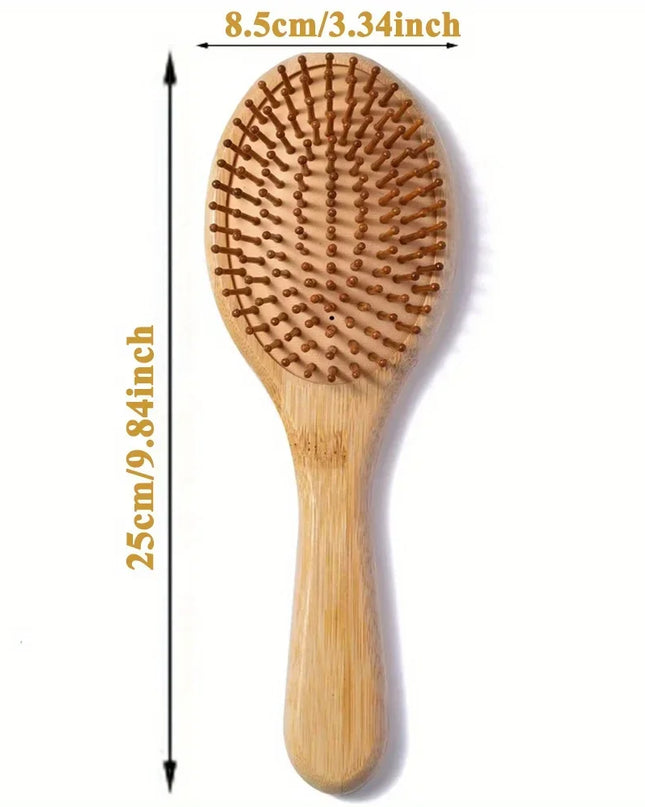 Natural Bamboo Paddle Comb Air Cushion Comb Scalp Massage Anti-Static Tangle Free Comb,Special for Real Hair Wigs