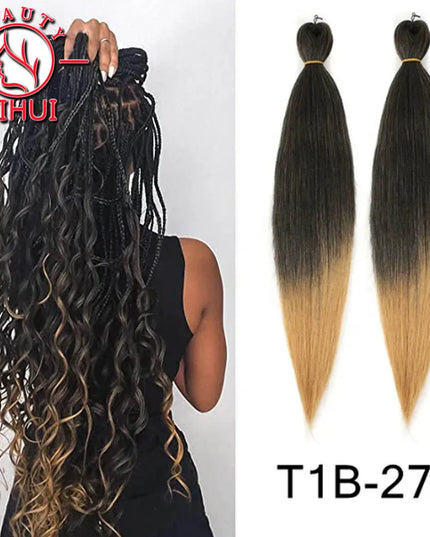 30" Ombre Brown Pre Stretched Braiding Hair YAKI Straight Jumbo Braids Hair Extensions Synthetic Bulk Hair Wholesale Fake Hair