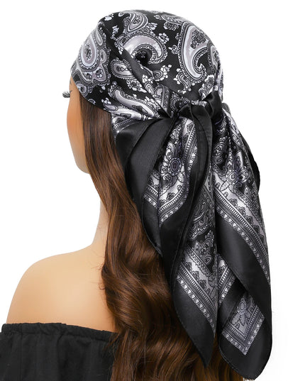 Head Scarf Women Luxury Brand Square 90*90Cm Silk Foulard Satin Bandana Cheveux Soft Neckerchief Hijab Hair Scarves for Ladies