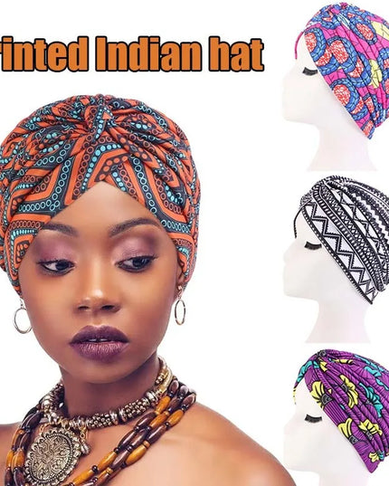 Women Printed Knot Turban Indian Muslim Headwraps Chemo Cap Hijab Beanie Bonnet Head Wrap Bandanas Hair Loss Headscarf