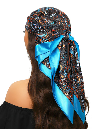 Head Scarf Women Luxury Brand Square 90*90Cm Silk Foulard Satin Bandana Cheveux Soft Neckerchief Hijab Hair Scarves for Ladies