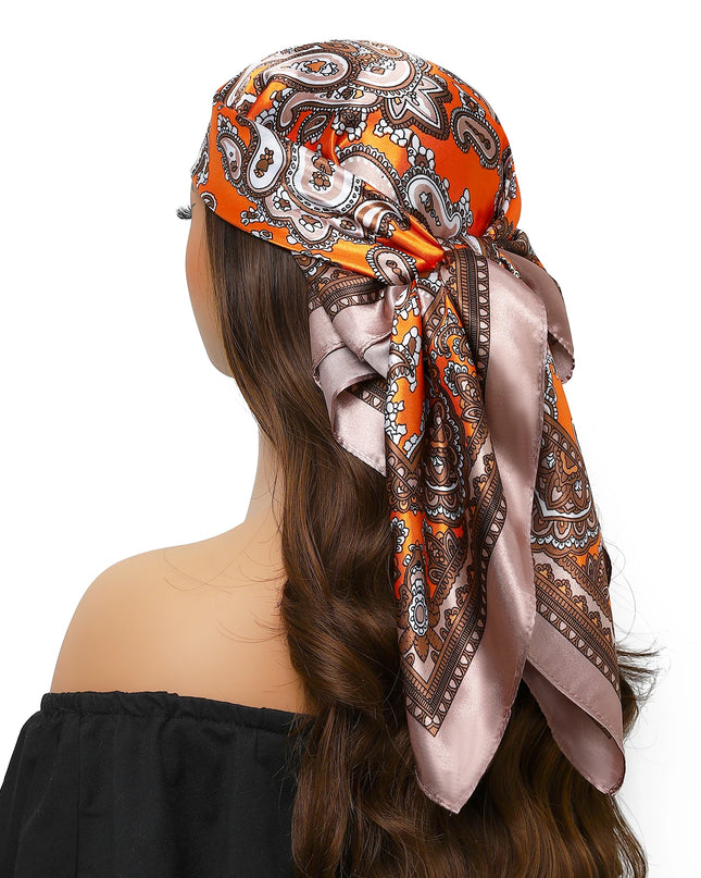 Head Scarf Women Luxury Brand Square 90*90Cm Silk Foulard Satin Bandana Cheveux Soft Neckerchief Hijab Hair Scarves for Ladies