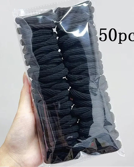 50Pcs/Set Colorful Thread Pattern Hair Bands for Women Girls Pongtail Holder Hair Tie Scrunchie Rubber Hairband Hair Accessories