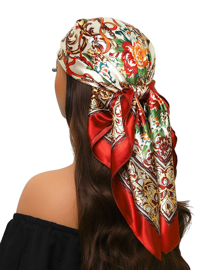 Head Scarf Women Luxury Brand Square 90*90Cm Silk Foulard Satin Bandana Cheveux Soft Neckerchief Hijab Hair Scarves for Ladies