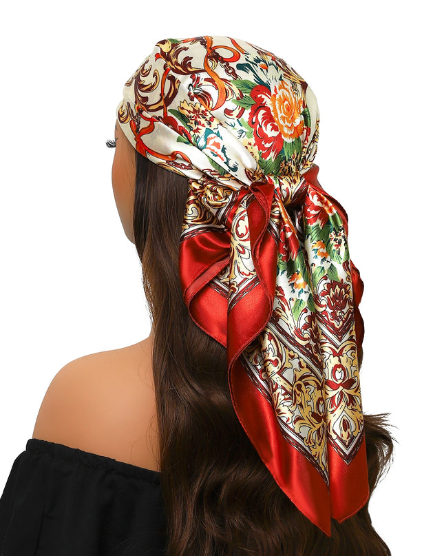 Head Scarf Women Luxury Brand Square 90*90Cm Silk Foulard Satin Bandana Cheveux Soft Neckerchief Hijab Hair Scarves for Ladies